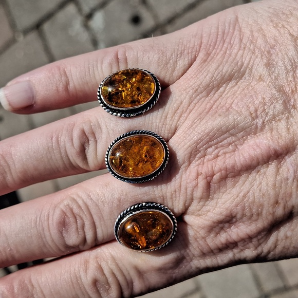 New Amber Knuckles Double 925 Silver Ring. - Picture 6 of 15